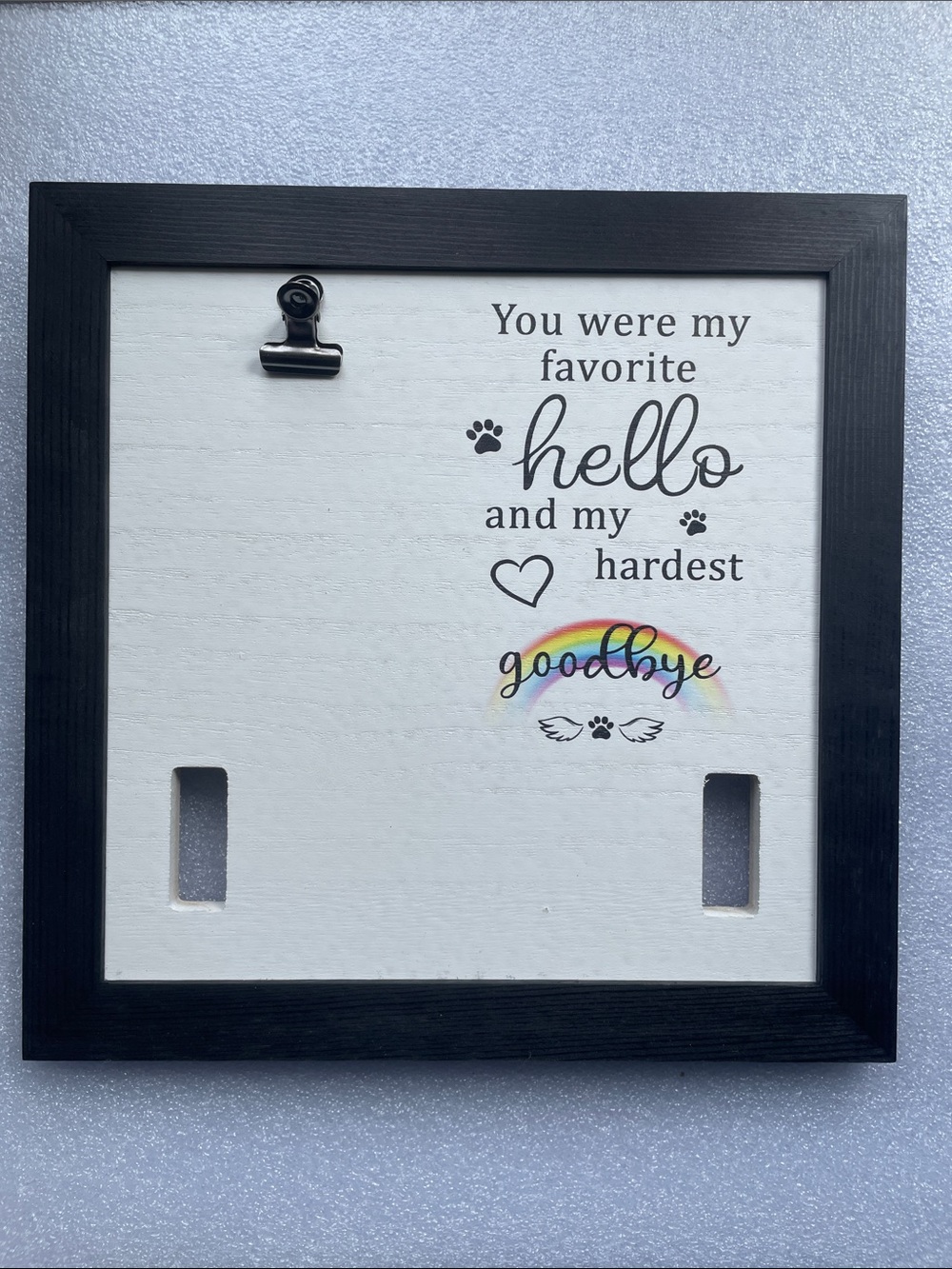 Memory Frame Sign with Rainbow Accents - "You were my favorite hello"